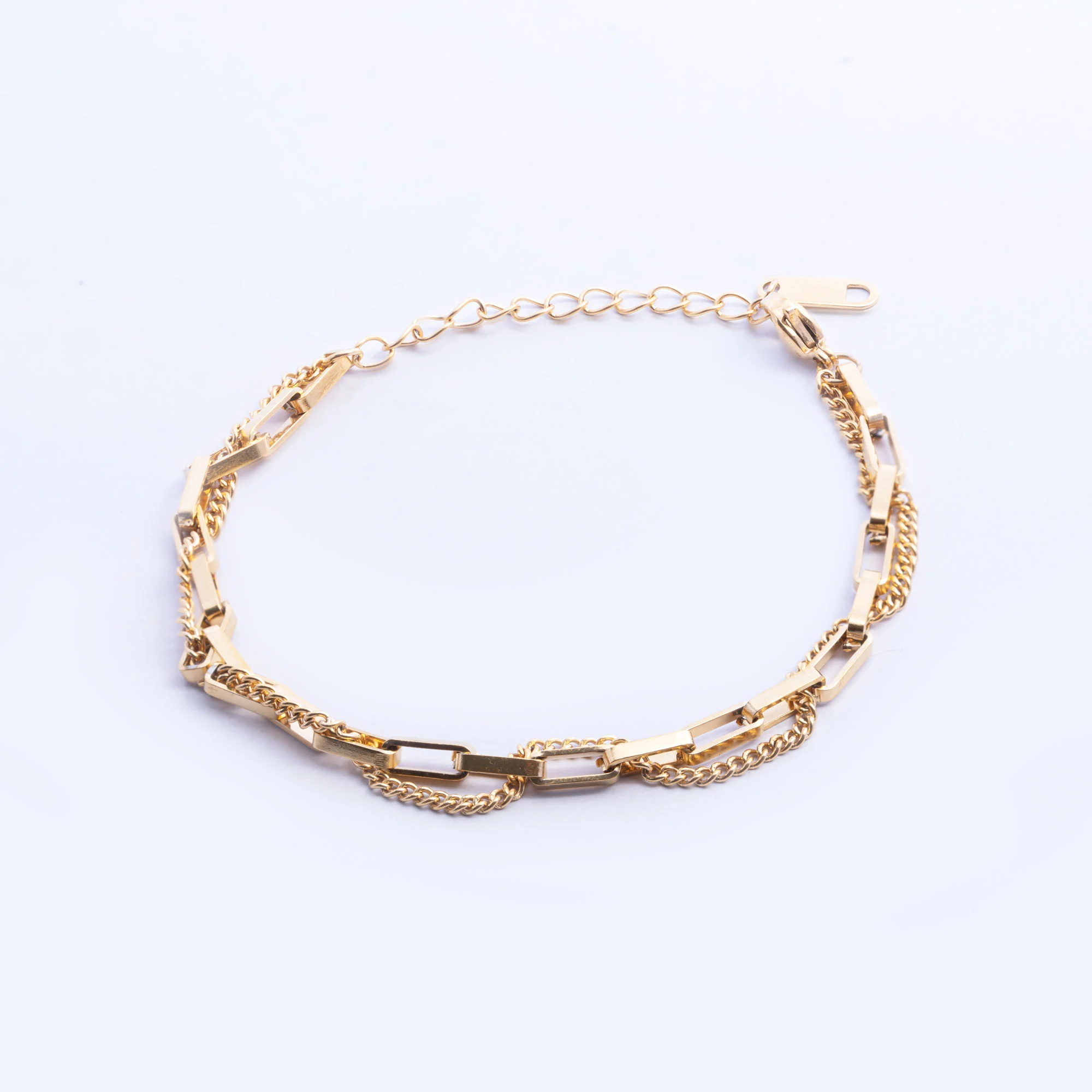Gold Chain and Link Chain Bracelet