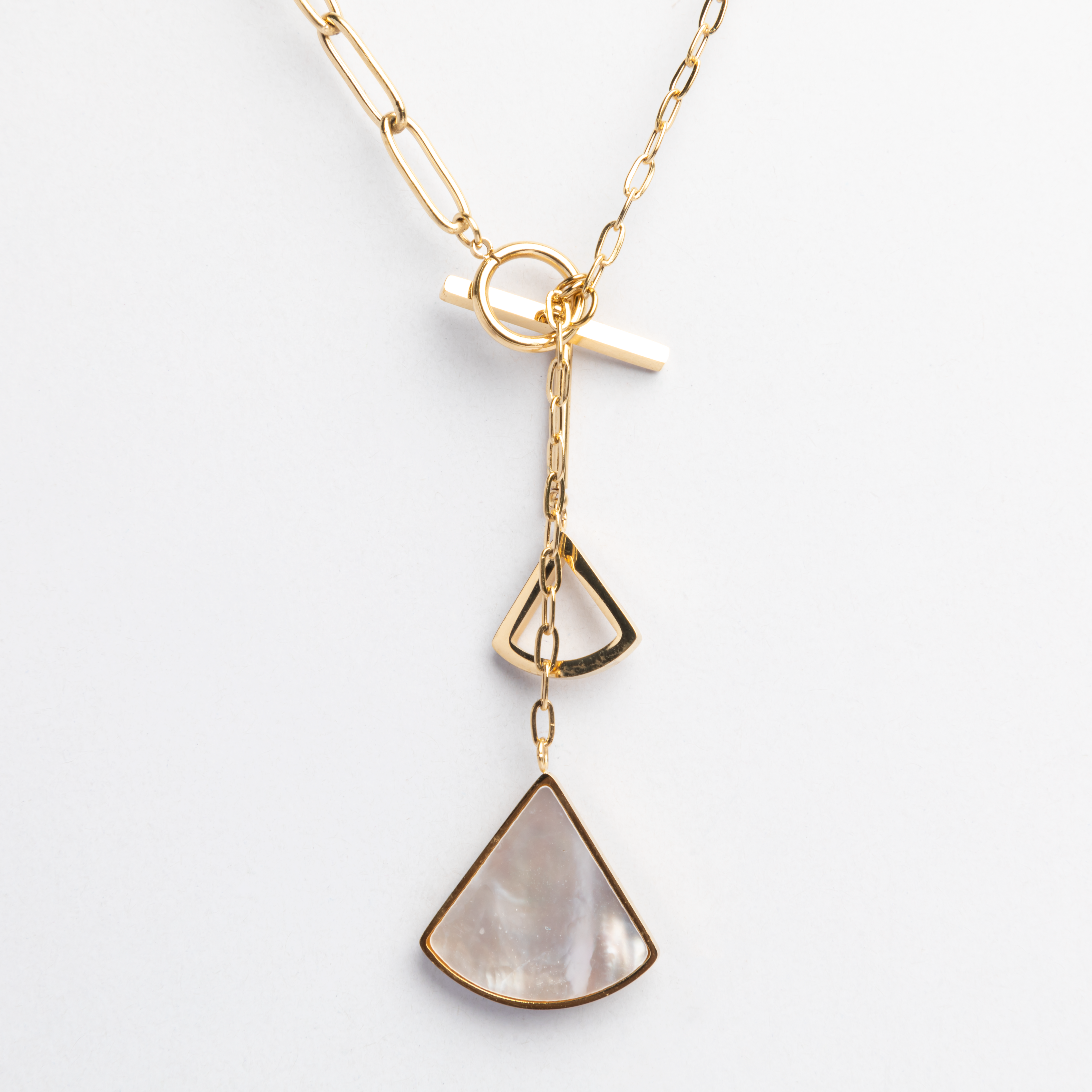 Gold Short Link Bar Triangle Paper Charm Chain