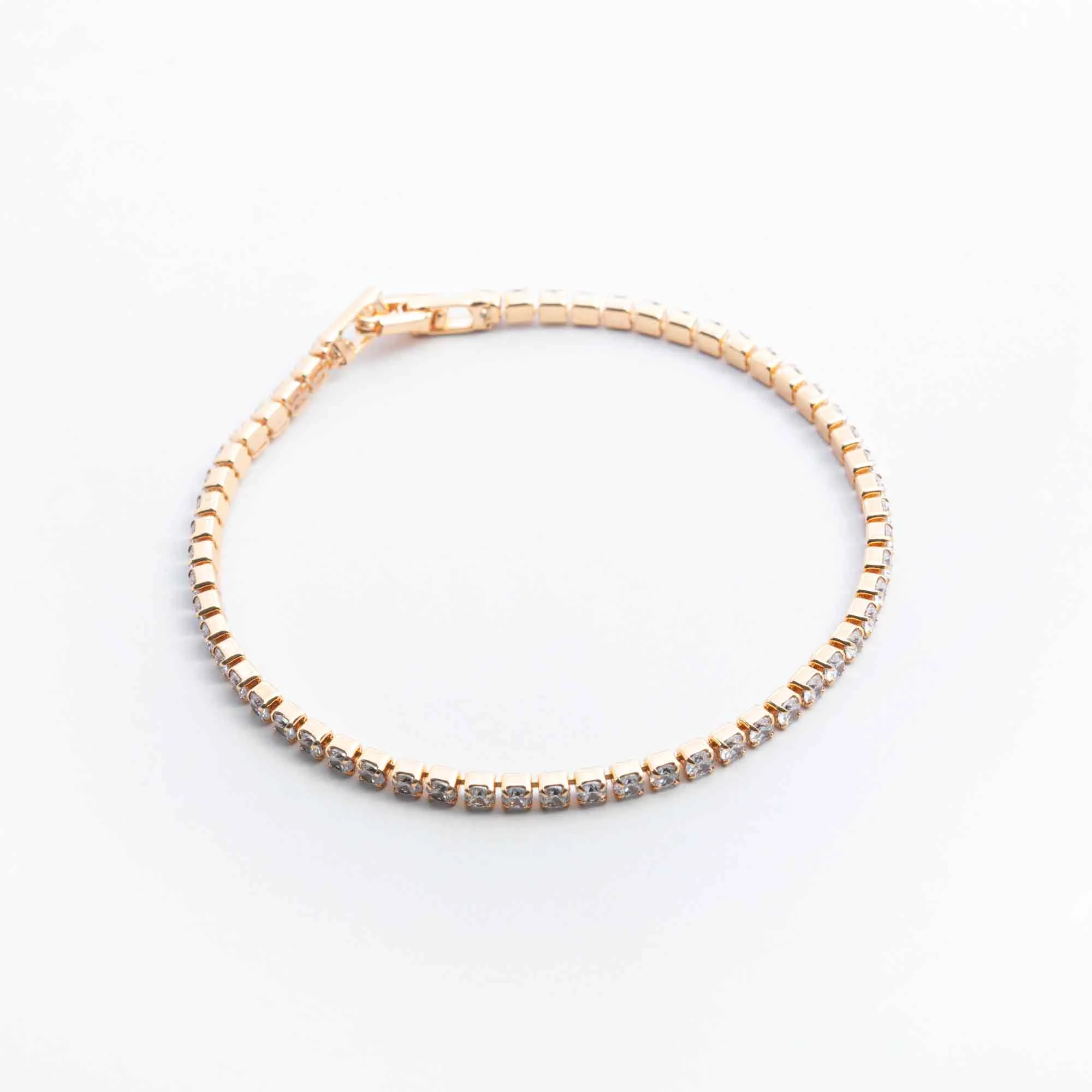 Gold Small Diamante Tennis Bracelet