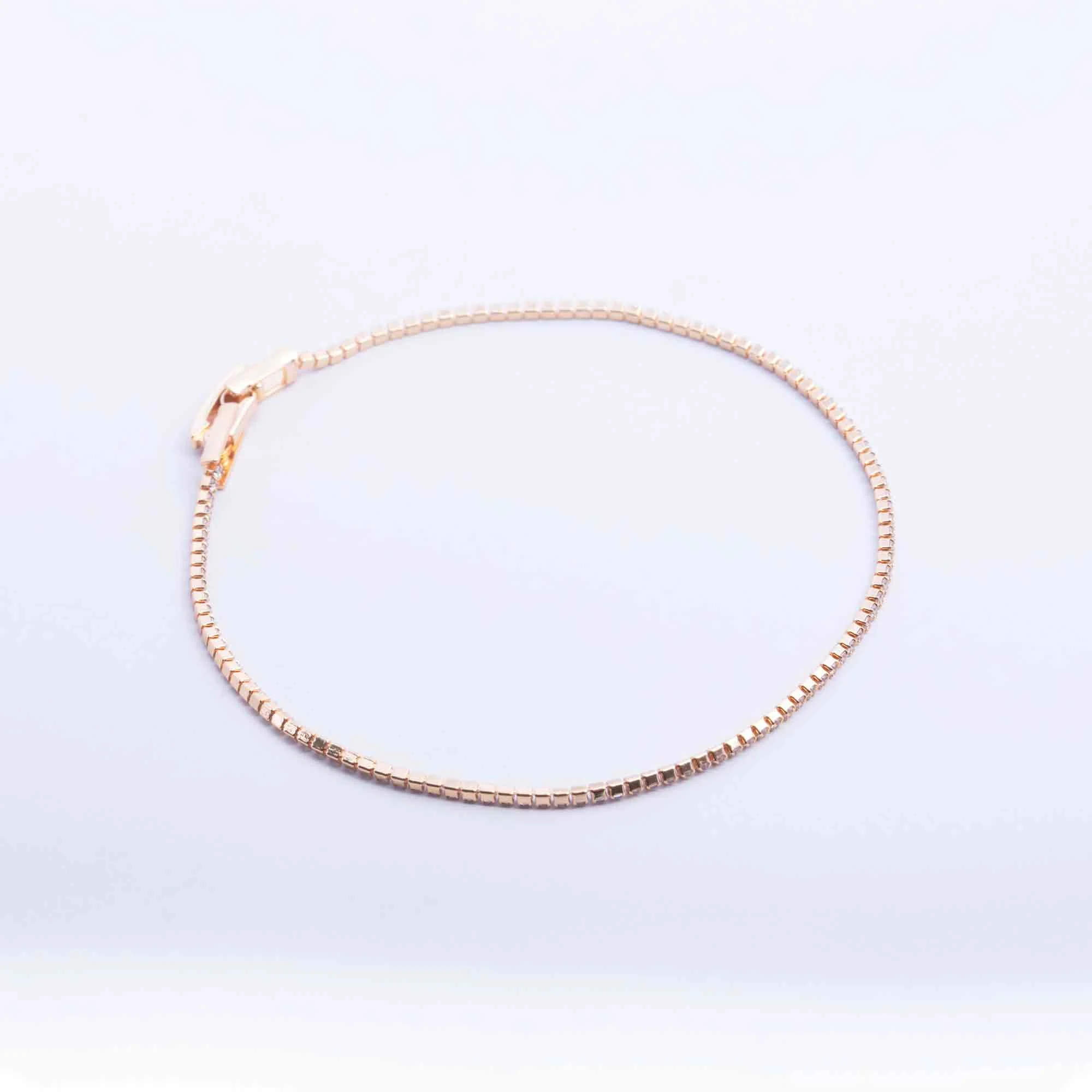 Rose Gold Small Diamante Tennis Bracelet